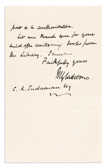 GLADSTONE, WILLIAM E. Two Autograph Letters Signed, WEGladstone, to diplomat Charles K. Tuckerman, concerning Ireland.